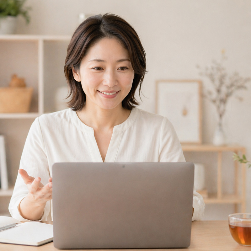 オンラインで整理の悩みを相談しているイメージ